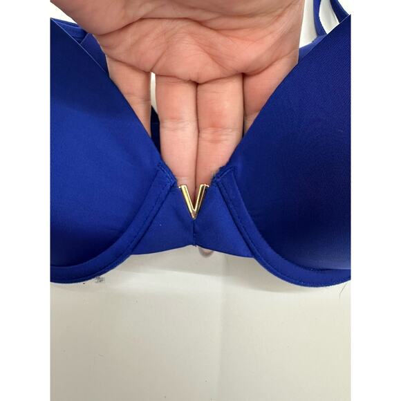 Victorias Secret Womens Bra Size 32DD Lined Demi Royal Blue Adjustable - Picture 2 of 15